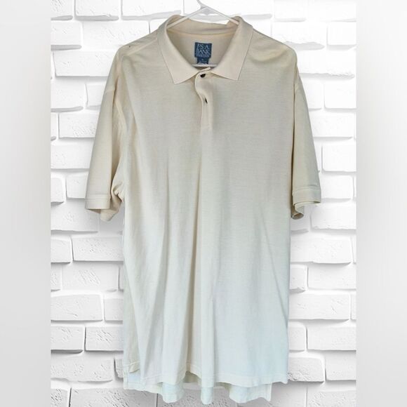 Jos A. Bank Mens XL Solid Ivory Short Sleeve Stays Cool Relaxed Fit Polo Shirt - Picture 1 of 8